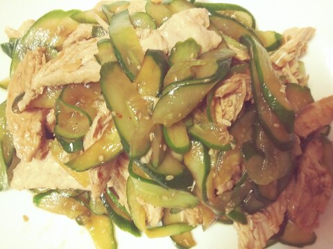 暑い日のさっぱりおかず胡瓜と鶏胸の冷やし中華和え レシピ 作り方 By りさりさ777 楽天レシピ